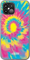 6F hoesje - geschikt voor iPhone 12 - Transparant TPU Case - Psychedelic Tie Dye #ffffff