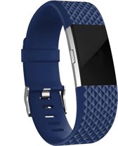 Fitbit Charge 2 diamant silicone band - donkerblauw - Maat L