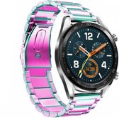 Stalen Smartwatch bandje - Geschikt voor  Huawei Watch GT stalen band - regenboog - 46mm - Horlogeband / Polsband / Armband