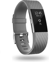 Siliconen Smartwatch bandje - Geschikt voor  Fitbit Charge 2 diamant silicone band - grijs - Maat: S - Horlogeband / Polsband / Armband