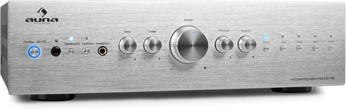 Auna CD708 Stereo-versterker Aux Phono - 600W - Zilver - Auna