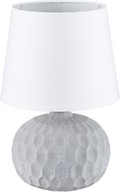 Relaxdays tafellamp - cementbasis - design - nachtlampje - leeslamp - stof - wit-grijs