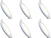 LED Downlight Slim 6 Pack - Inbouw Rond 6W - Natuurlijk Wit 4200K - Mat Wit Aluminium - Ø120mm - BES LED