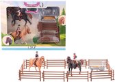 Paarden speelgoed figuren set zwart/bruin 21-delig - Speelgoeddieren/paarden - Speelgoedfiguren - Dieren/paarden speelset boerderijdieren