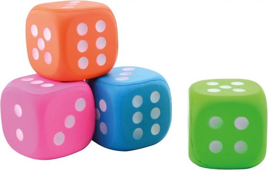Thumbnail van een extra afbeelding van het spel 2x Grote foam dobbelsteen/dobbelstenen roze 12 cm - Dobbelspellen - Spelletjes met dobbelstenen