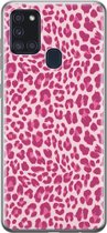 Leuke Telefoonhoesjes - Hoesje geschikt voor Samsung Galaxy A21s - Luipaard roze - Soft case - TPU - Luipaardprint - Roze