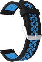 Sportbandje Voor de Samsung Gear S3 / Galaxy watch 46mm SM-R800 - Siliconen Armband / Polsband / Strap Band / Sportbandje - zwart blauw Watchbands-shop.nl