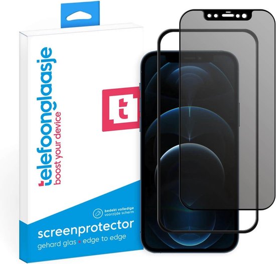Iphone 12 Pro Max Privacy Screenprotector Glas Met nbrengtool Volledig Dekkend Bol Com