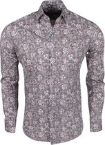 Ferlucci Heren Overhemd met Trendy Design -  Calabria - Stretch -  Bruin