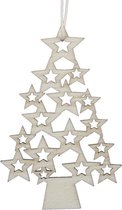 5x Houten kerstboom kersthangers 6,5 x 10 cm - Houten kerstboomversiering ornamenten