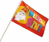 Voordeelset van 10x stuks welkom Sint zwaaivlaggetjes - 30 x 45 cm - Sinterklaas versiering