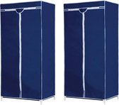 Set van 2x stuks mobiele opvouwbare kledingkasten/garderobekasten 160 cm blauw - Camping/zolder