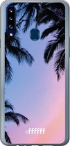 Samsung Galaxy A20s Hoesje Transparant TPU Case - Sunset Palms #ffffff