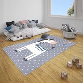 Kindervloerkleed zebra Zibbie - grijs 80x150 cm