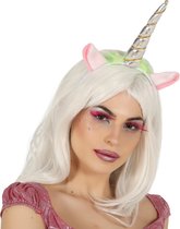 Fiestas Verkleed haarband Unicorn/eenhoorn - zilver gekleurd - meisjes/dames - Fantasy thema