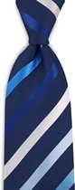We Love Ties - Stropdas blauw gestreept - geweven polyester Microfill - marineblauw / diverse blauwtinten / wit