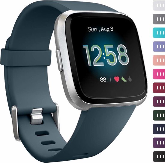 Bandje Voor Fitbit Versa Sport Band - Leisteen (Blauw) - Maat: ML -  Horlogebandje, Armband | bol