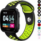 Versa Dubbel Sport Band - Maat ML - Zwart Groen - Geschikt Voor Fitbit - Horlogeband - Armband - Polsband
