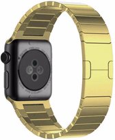 Stalen schakel band - goud - Geschikt voor Apple Watch  - 42mm en 44mm - iwatch - Horlogeband Armband Polsband