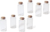 16x Kleine transparante glazen flesjes met kurken dop 12 ml - Hobby set mini glazen flesjes met kurk