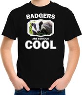 Dieren dassen t-shirt zwart kinderen - badgers are serious cool shirt  jongens/ meisjes - cadeau shirt das/ dassen liefhebber L (146-152)