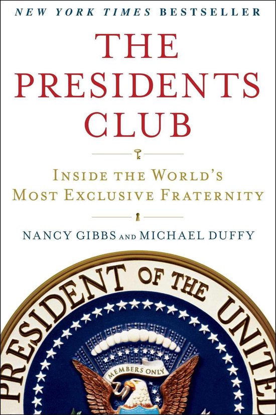 Boek 'The Presidents Club' met de tekst 'Inside the World's Most Exclusive Fraternity' en een afbeelding van het presidentiële zegel.