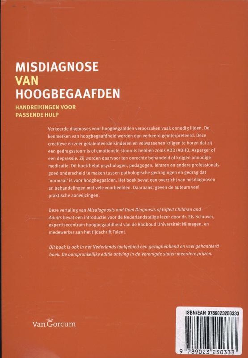 Misdiagnose van hoogbegaafden - back cover