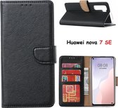 Hoesje Geschikt voor Huawei nova 7 SE Hoesje met Pasjeshouder booktype case - Zwart
