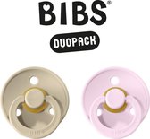 BIBS Fopspeen - Maat 2 (6-18 maanden) DUOPACK - Sand & Baby Pink - BIBS tutjes - BIBS sucettes