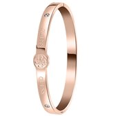 Lucardi - Dames roseplated bangle 4G logo - Staal - Bangle - Cadeau - Stijlvol - Rosékleurig