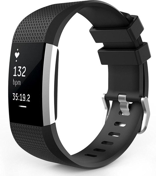 Fitbit Charge 2 sportbandje (Large) - Zwart - Fitbit charge bandjes - Merkloos