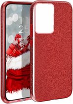 Huawei P40 Lite Hoesje Glitters Siliconen TPU Case rood - BlingBling Cover