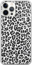 iPhone 12 Pro Max hoesje siliconen - Luipaard grijs | Apple iPhone 12 Pro Max case | TPU backcover transparant