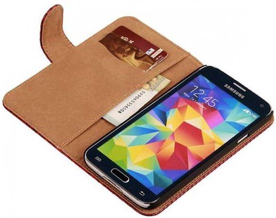 Mobieletelefoonhoesje.nl - Samsung Galaxy S5 Mini Hoesje Slang Bookstyle  Rood | bol.com