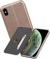 Slim Folio Case - Book Case Telefoonhoesje - Folio Flip Hoesje - Geschikt voor iPhone X  / iPhone Xs - Goud
