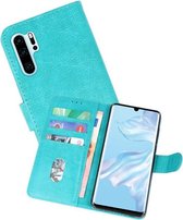 Huawei P30 Pro Hoesje Kaarthouder Book Case Telefoonhoesje Groen