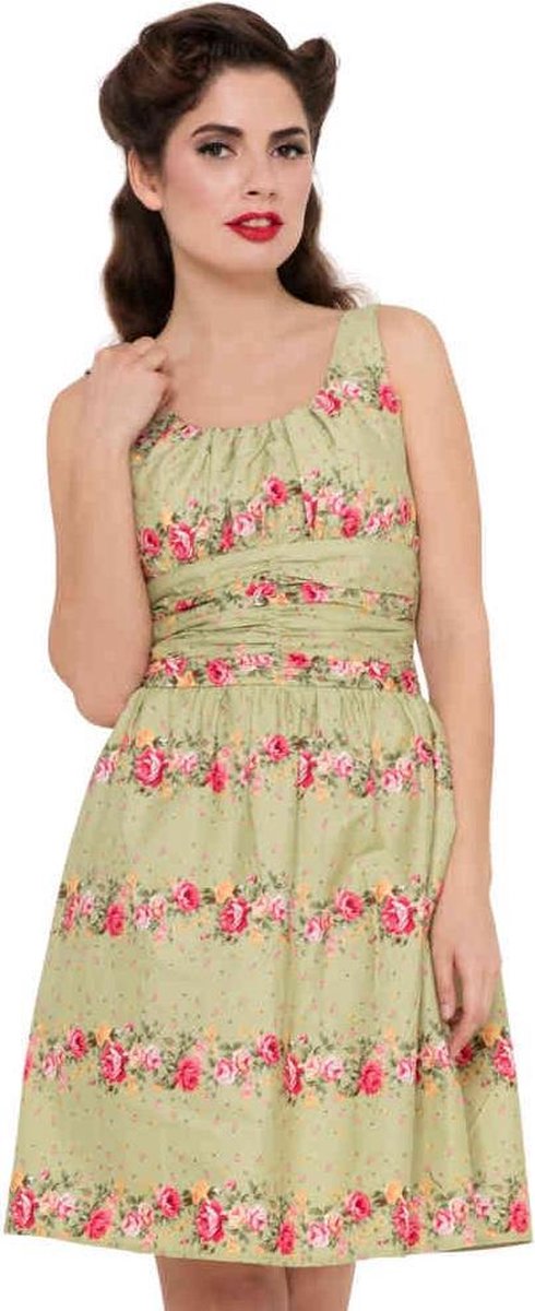 Voodoo Vixen - Angie Floral Korte jurk - XS - Groen