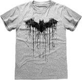 DC Comics Batman Heren Tshirt -L- Dripping Logo Grijs