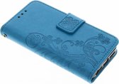 Klavertje Bloemen Booktype iPhone SE / 5 / 5s hoesje - Turquoise