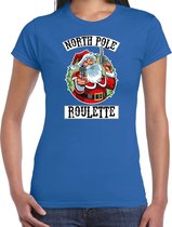 Fout Kerst shirt / Kerst t-shirt Northpole roulette blauw voor dames - Kerstkleding / Christmas outfit S