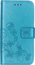 Klavertje Bloemen Booktype Samsung Galaxy A20e hoesje - Turquoise