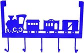 Hooks & Co Deurhanger Kapstok Trein Blauw 28x31x9cm 5haaks