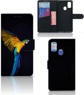 GSM Hoesje Geschikt voor Samsung Galaxy M21 Book Cover Geschikt voor Samsung M30s Telefoontasje Papegaai