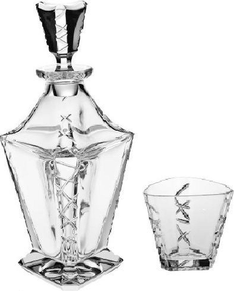 Crystal Bohemia Whiskey Set Glamour Ski - Kristal - 500 + 300ml - 1+6 stuks