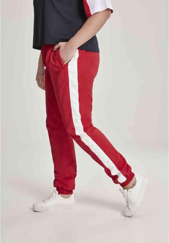 Urban Classics Dames joggingbroek -M- Striped Crinkle Rood/Wit | bol.com