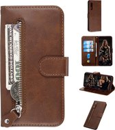 Voor Huawei Honor 9X / Honor 9X Pro Fashion Calf Texture Zipper Horizontal Flip PU Leather Case, with Holder & Card Slots & Wallet (Brown)