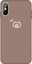 Voor iphone xs / x klein varken patroon kleurrijke frosted tpu telefoon beschermhoes (kaki)