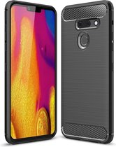 Brushed Texture Carbon Fibre Shockproof TPU Case voor LG G8 ThinQ (Zwart)