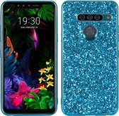 Glitter poeder schokbestendig TPU beschermhoes voor LG G8 ThinQ (blauw)