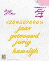Nellies Choice Shape Mal - tekst Nederlands jubileum / verjaardag SD064 - cijfers - snijmal